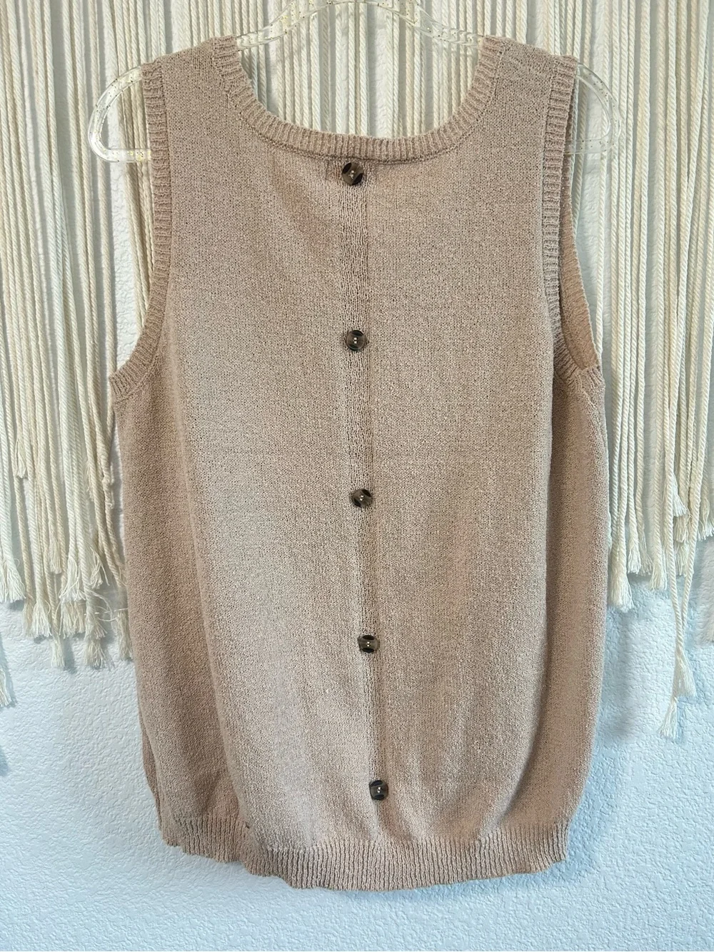 Perch by Blu Pepper Taupe Tan Sleeveless Knit Sweater Tank with pocket - Picture 6 of 9